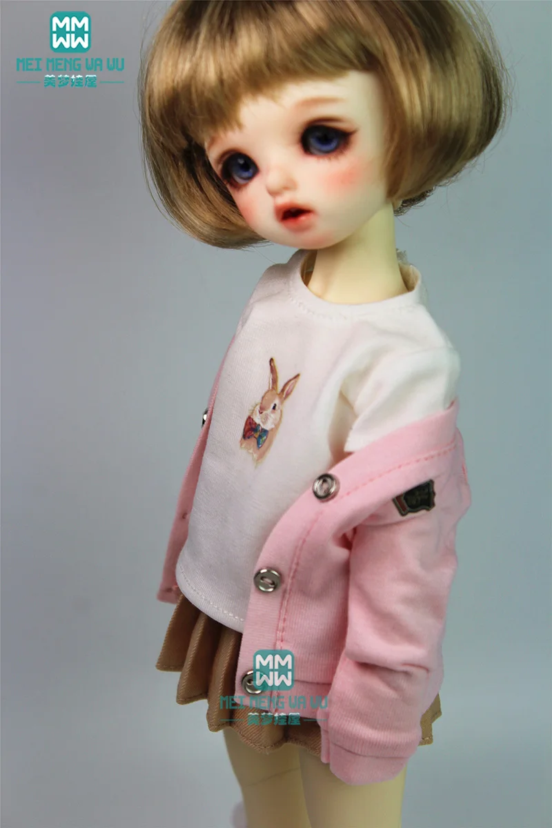 БЖД кукольная одежда для 1/6 БЖД кукла мода студенческий комплект футболка розовый кардиган короткая юбка носки