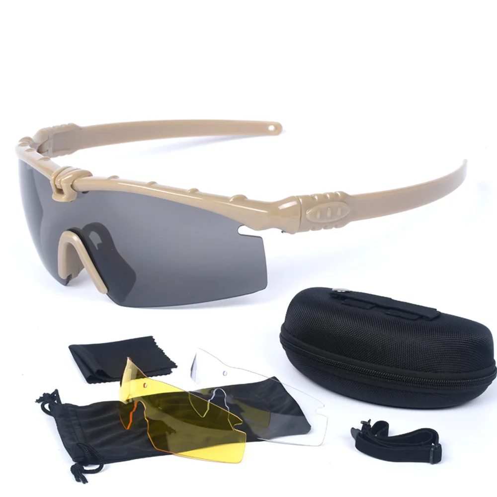 Военные фанатичные тактические очки На открытом воздухе Стрельба Поляризационные очки Альпинизм Спортивные очки Набор из 3 предметов