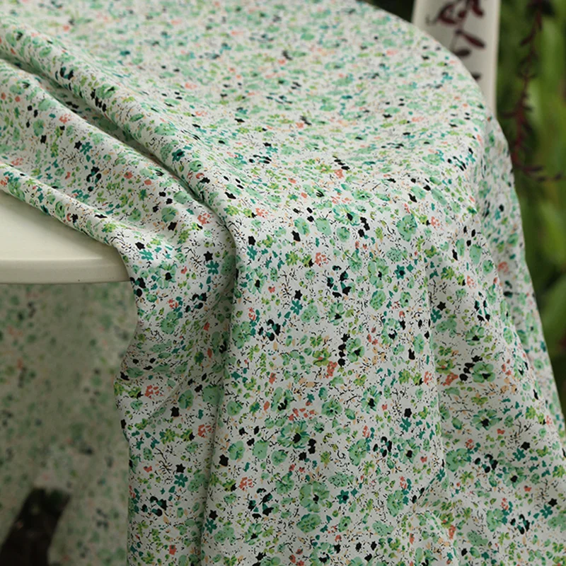 Высококачественный хлопок tissu Зеленый цветочный принт tissus DIY ручной работы рубашка платье