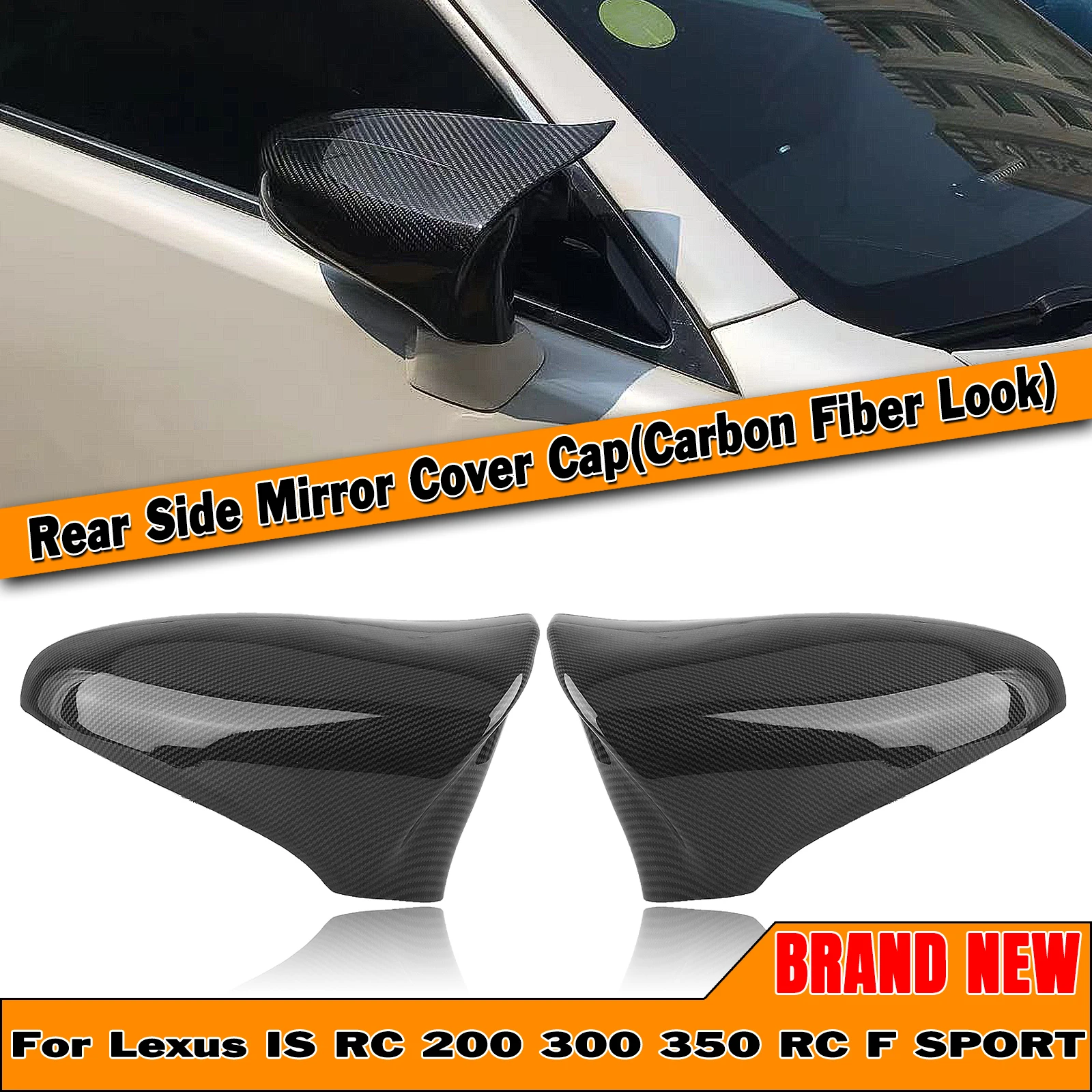 Для Lexus IS200 250 300 RC 200 300 350 RC F SPORT IS CT ES LS GS Крышка зеркала Carbon Fiber Look/Gloss Black Крышка крышки заднего вида
