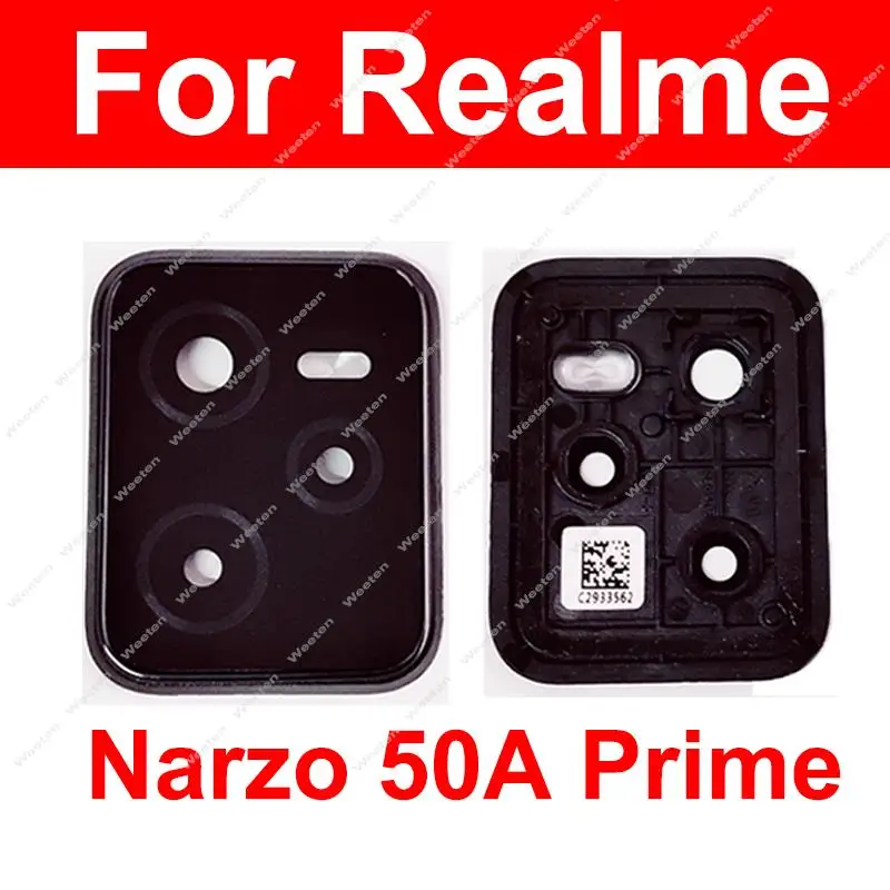 Для Realme Narzo 50A Prime Задняя крышка объектива задней камеры Стекло объектива задней камеры с деталями держателя оправы