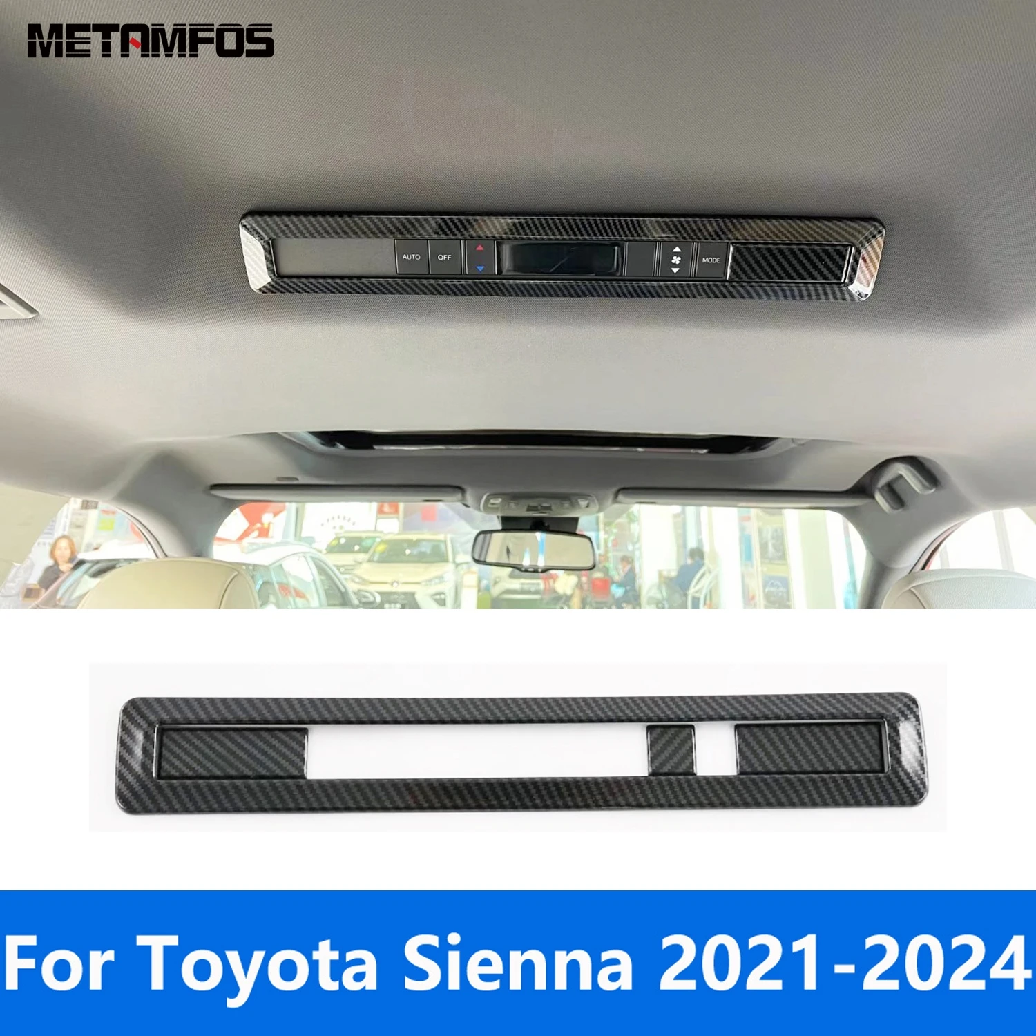 Для Toyota Sienna 2021-2023 2024 Углеродное волокно Крыша автомобиля Кондиционер Переключатель Кнопка Крышка Отделка Аксессуары интерьера Стайлинг автомобиля