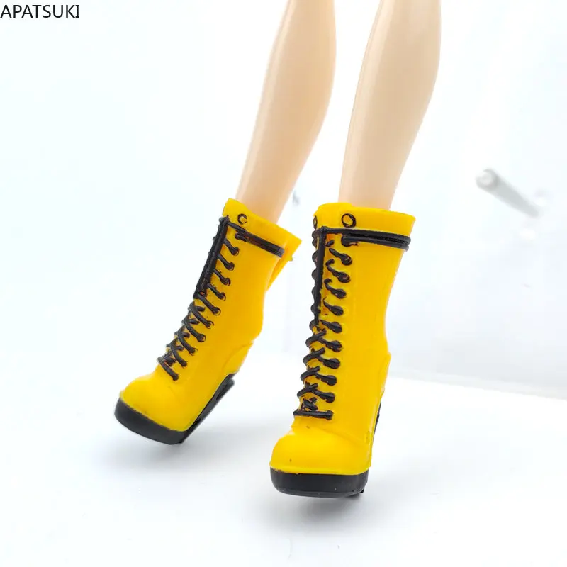 Желтая черная модная обувь для Monster High Doll Обувь на высоком каблуке 1/6 Dolls Аксессуары Сапоги Для Вечности После Высоких Детских Игрушек
