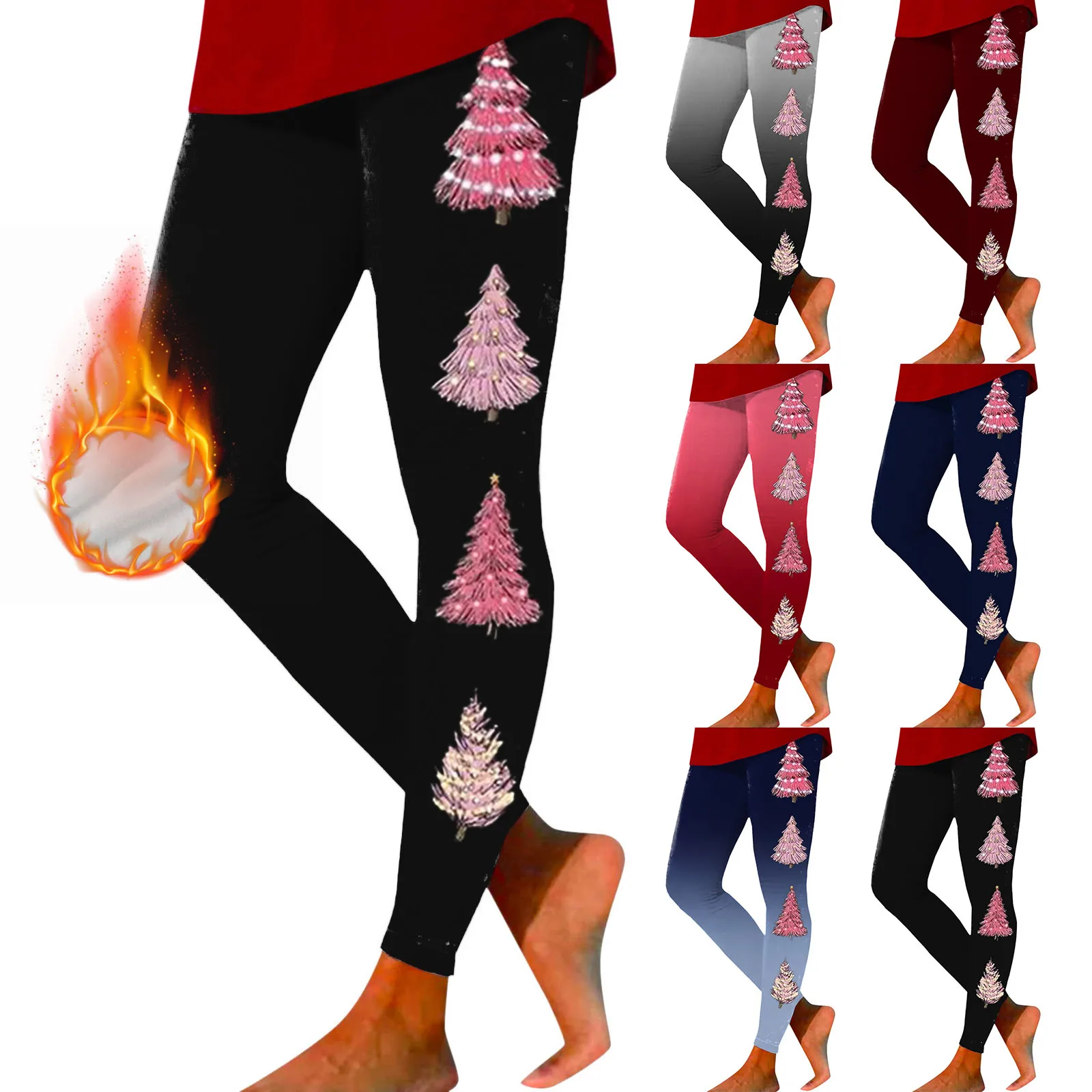 Женские повседневные модные рождественские спортивные леггинсы с принтом Модные леггинсы Базовые брюки Карманные брюки