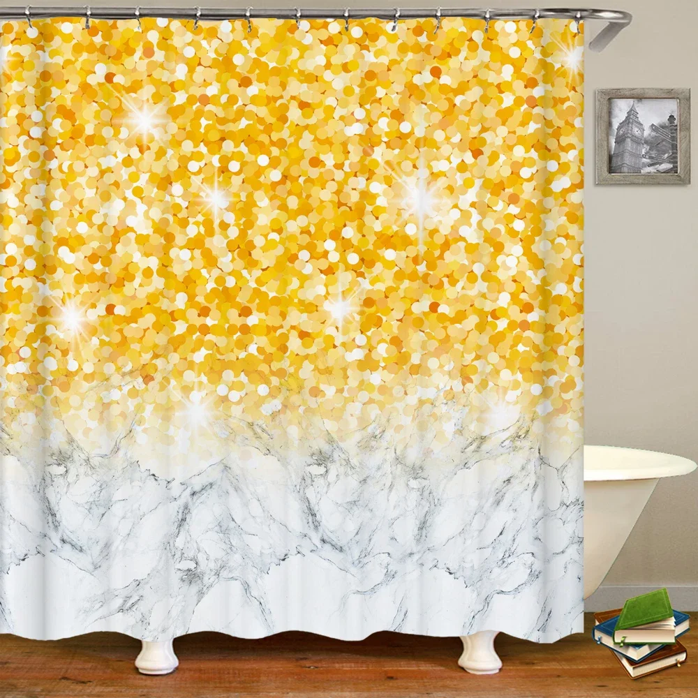 Занавеска для душа Golden Shiny Dream 3D-печать Занавеска для ванны Полиэстер Водонепроницаемые шторы для ванной комнаты Занавеска для домашнего декора 180x180 см