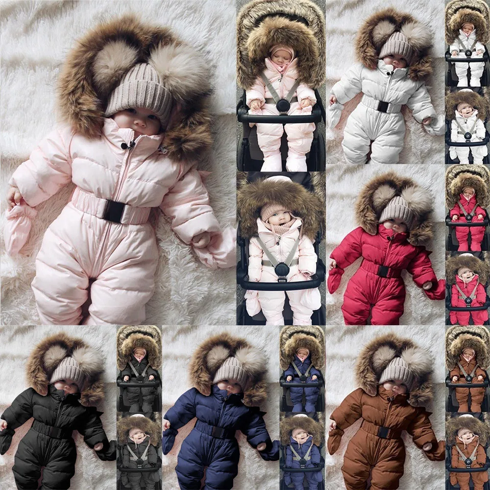 Зимняя одежда Младенец Детский комбинезон Мальчик Девочка Комбинезон Куртка Комбинезон с капюшоном Теплый толстый пальто Наряд Детская верхняя одежда Детская одежда
