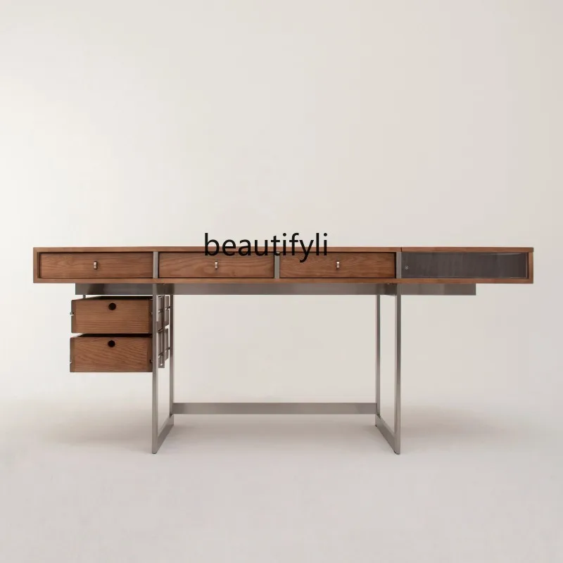  индивидуальный стол из массива дерева металл среднедревний минималистский кабинет многофункциональный письменный стол дизайнерская мебель для гостиной