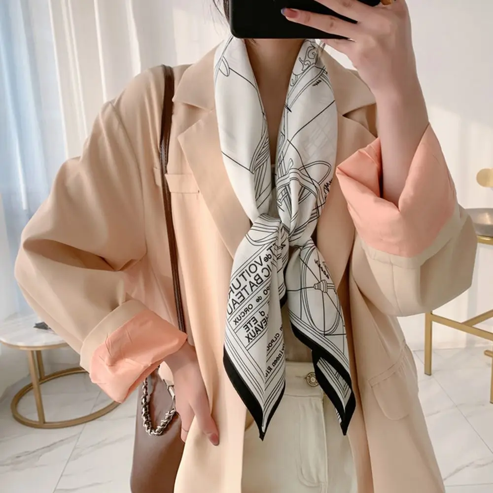 Квадратное полотенце Темперамент Сплошной цвет Корейский стиль Шейный платок Женщины Шарф Пасторальный стиль Обертывания Резинка для волос