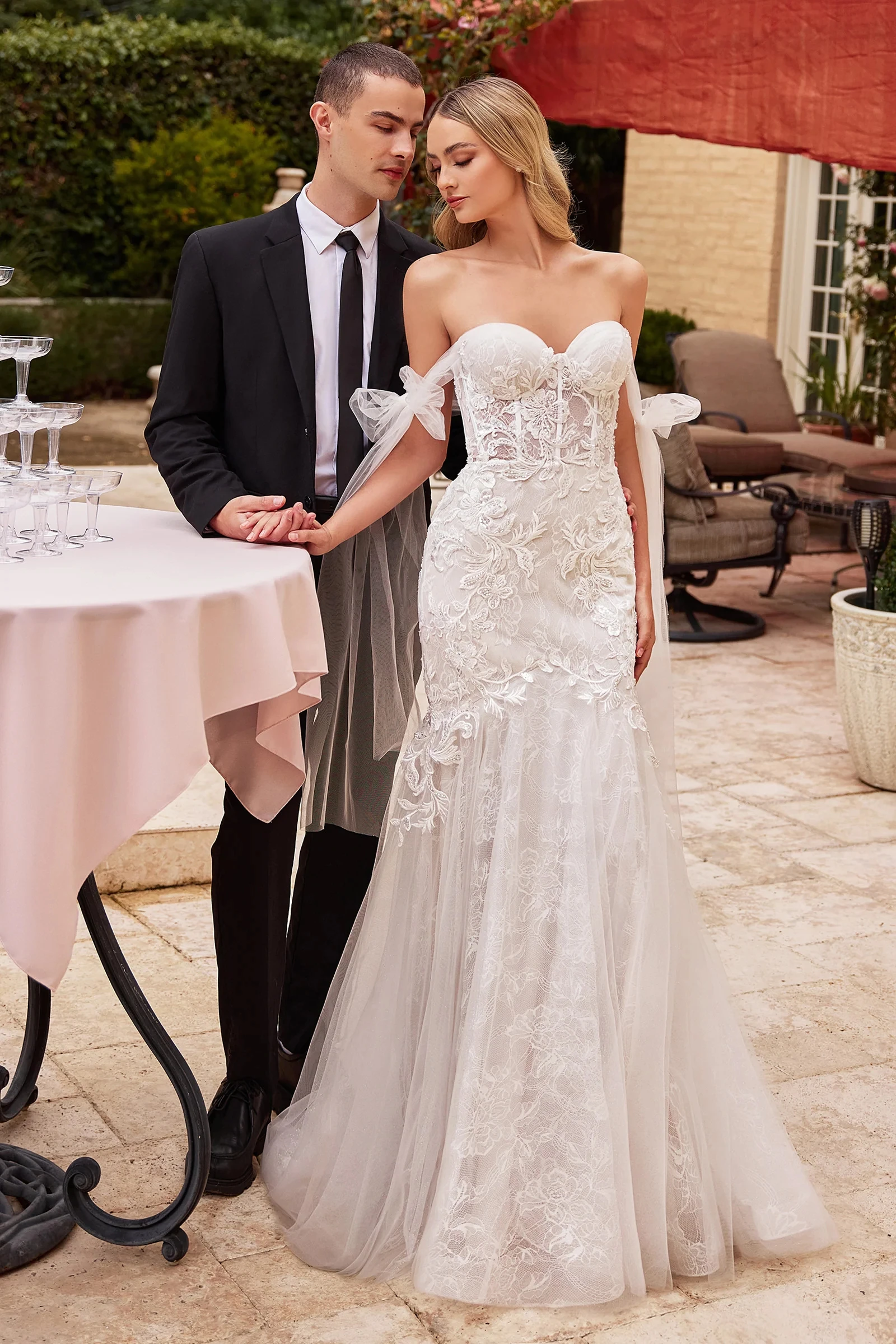 Классическое свадебное платье русалки Тюль с кружевной аппликацией в виде сердца с плеча Бисероплетение свадебные платья со шлейфом