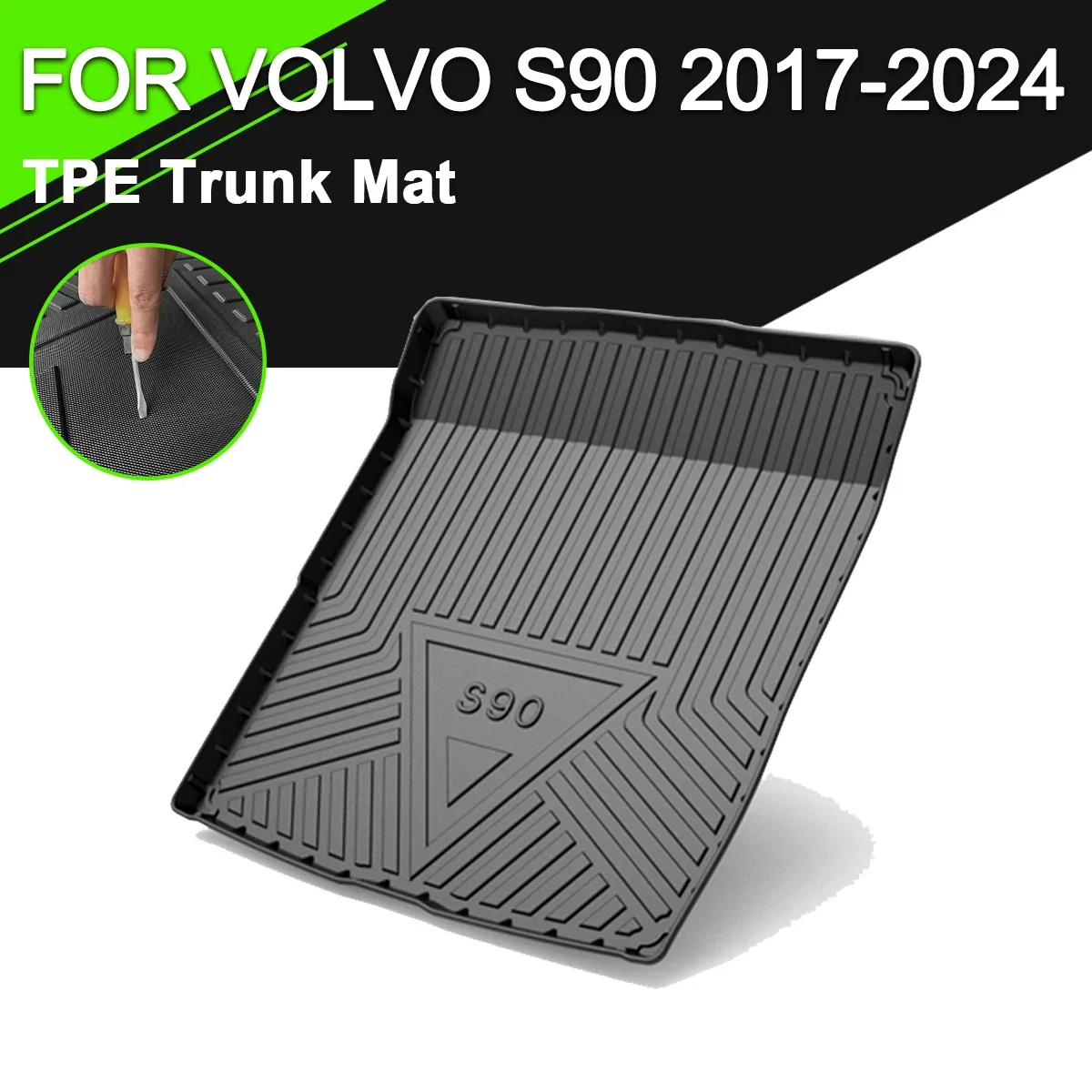 коврик багажника TPE ДЛЯ VOLVO S90 2017-2024 Автомобильный водонепроницаемый нескользящий резиновый грузовой вкладыш Аксессуары