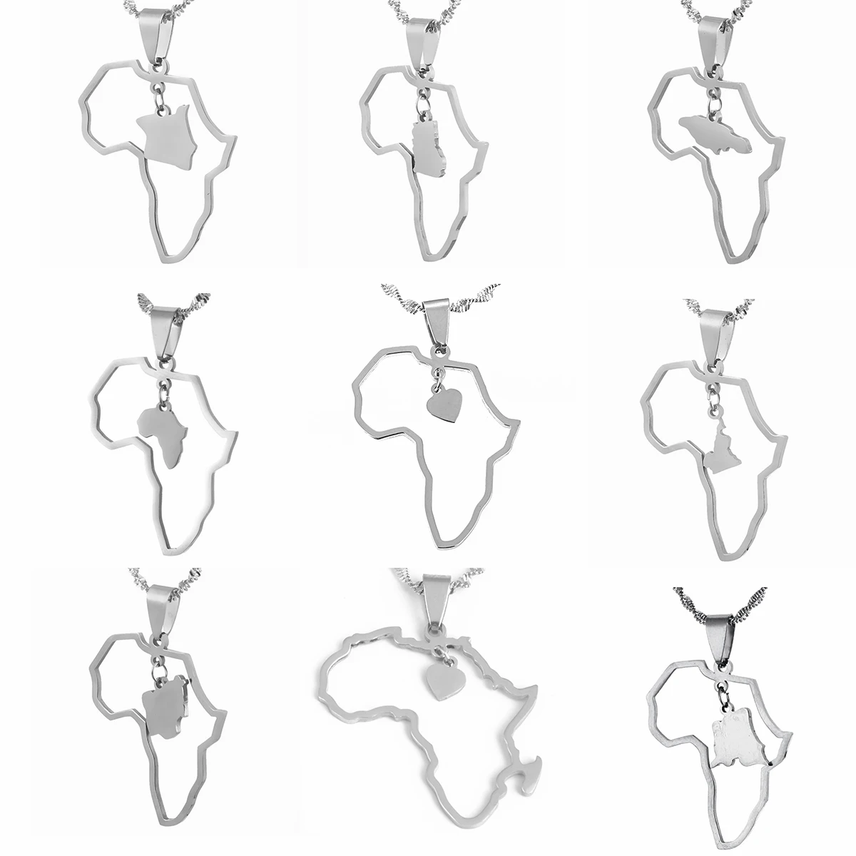 Контурная карта Африка Ожерелья Женщины Мужчины Африканский кулон Эфиопия Ювелирные изделия Нигерия Конго Гана