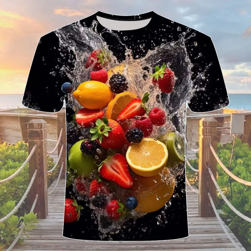 Летняя повседневная 3D футболка для мужчин и женщин веселая фруктовая графическая печать с коротким рукавом Топ Модный тренд Индивидуальность O-образным вырезом Мальчики Девочки Футболки