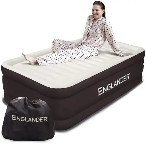 Матрас со встроенной кроватью - Роскошная двуспальная высокая надувная кровать для дома, путешествий и кемпинга - Надувная кровать премиум-класса для детей и детей