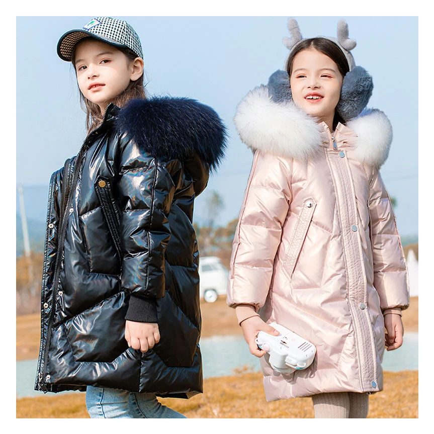  Многоцветный легкий 90% белый утиный пух искусственный мех парка детская одежда зимняя куртка
