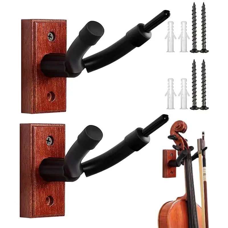  Настенная вешалка для скрипки Деревянная подставка для скрипки Настенная вешалка для виолончели с бантовым крюком Сверхмощная стабильная стойка для дисплея для