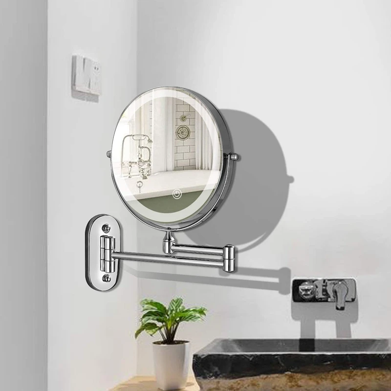  Настенное косметическое зеркало для ванной комнаты со светодиодным поворотным складным зеркалом с подсветкой 1X/5X