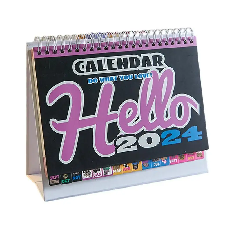  Настольный календарь с небольшим календарем Настольный календарь на 2024 год с информацией о праздниках и откидным дизайном для настольной школьной учебной комнаты