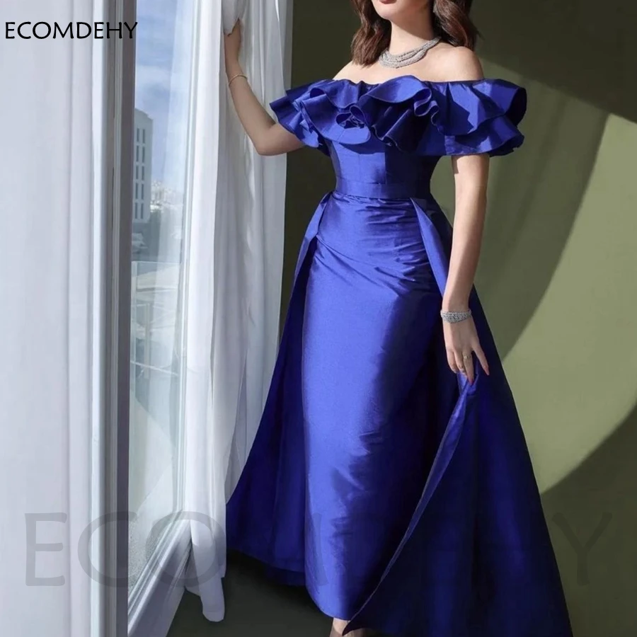 Новое поступление Тафта Королевский синий выпускные платья Abends kleider 2023 Вечерние платья с коротким рукавом