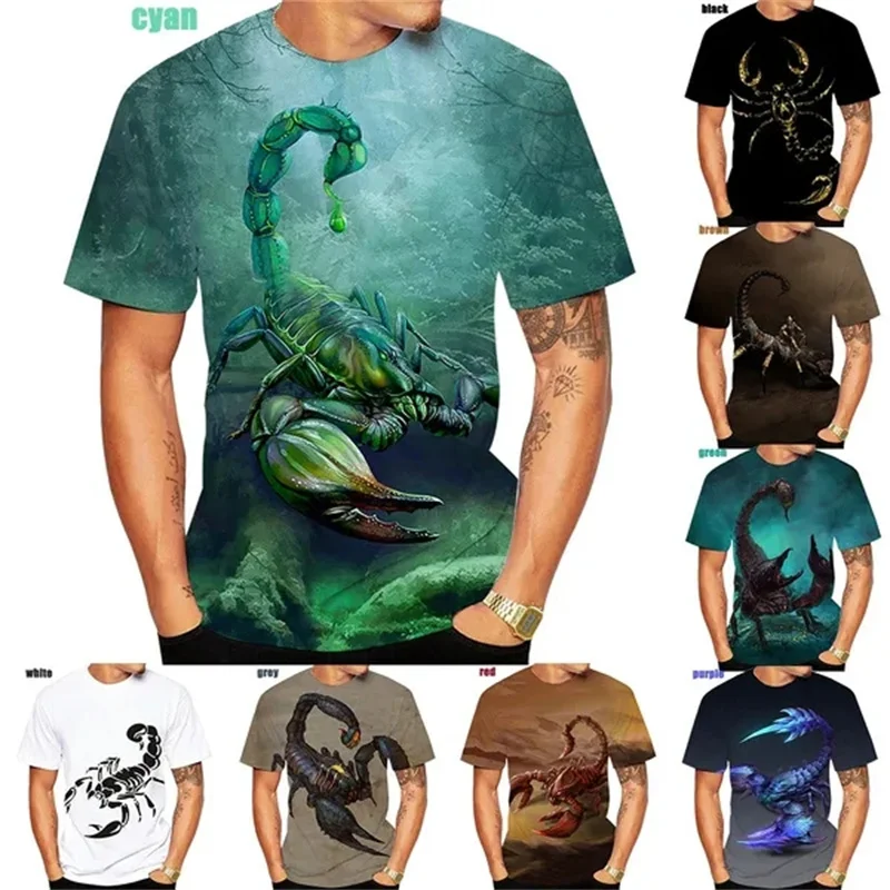 Новые летние футболки с 3d-принтом Модная толстовка Новая тенденция Животные Скорпион Узор Топы Уличная одежда Скорпион Футболки больших размеров