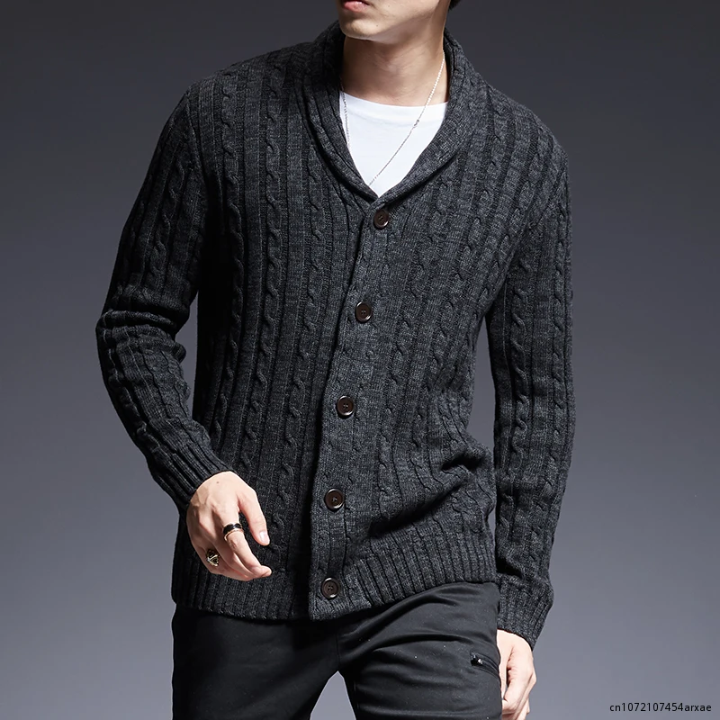  Новый модный бренд Свитер Мужчина Кардиган Толстый Slim Fit Джемперы Трикотаж Высокое качество Осень Корейский стиль Повседневная мужская одежда