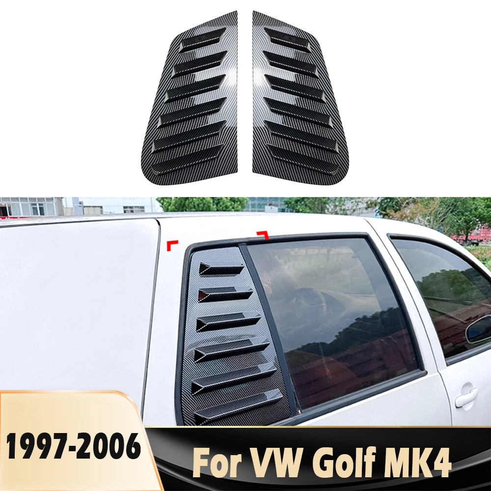  Пара ABS Заднее стекло Жалюзи Крышка Обшивки Для VW Golf4 MK4 1997-2006 Глянцевое черное углеродное волокно