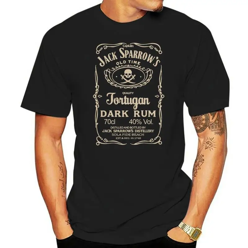 Популярная карибская футболка Джек Воробей Капитан Рок Мужская футболка Хлопок Большой размер Короткие рукава Мужские рубашки