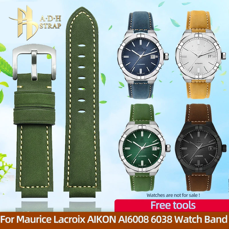Ремешок для часов из натуральной кожи для часов Maurice Lacroix AIKON AI6008 6038 Ремешок для часов Выпуклый интерфейс Матовая воловья кожа