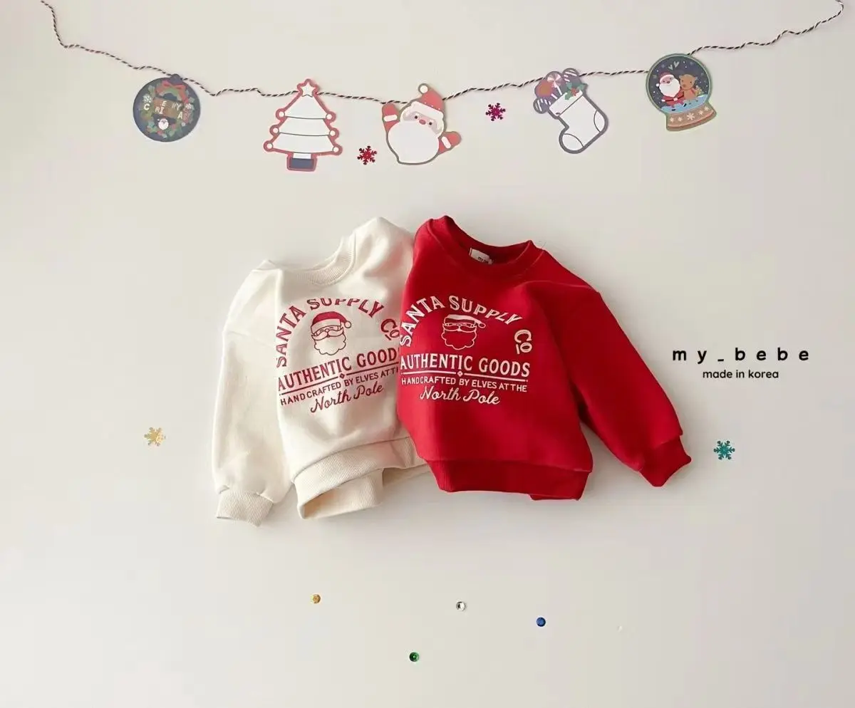Рождественская толстовка с капюшоном детский топ с круглым вырезом Мальчики и девочки 2023 новейшая осенне-зимняя рождественская праздничная одежда