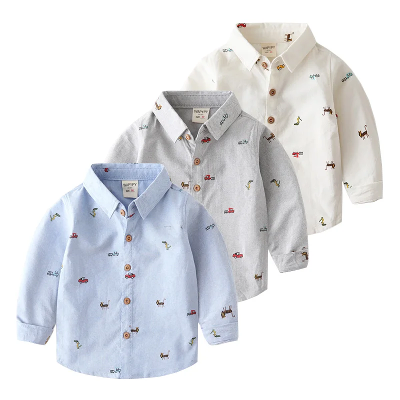 Рубашки для мальчиков Хлопок с длинным рукавом для малышей Детские топы Весна Осень Детская одежда
