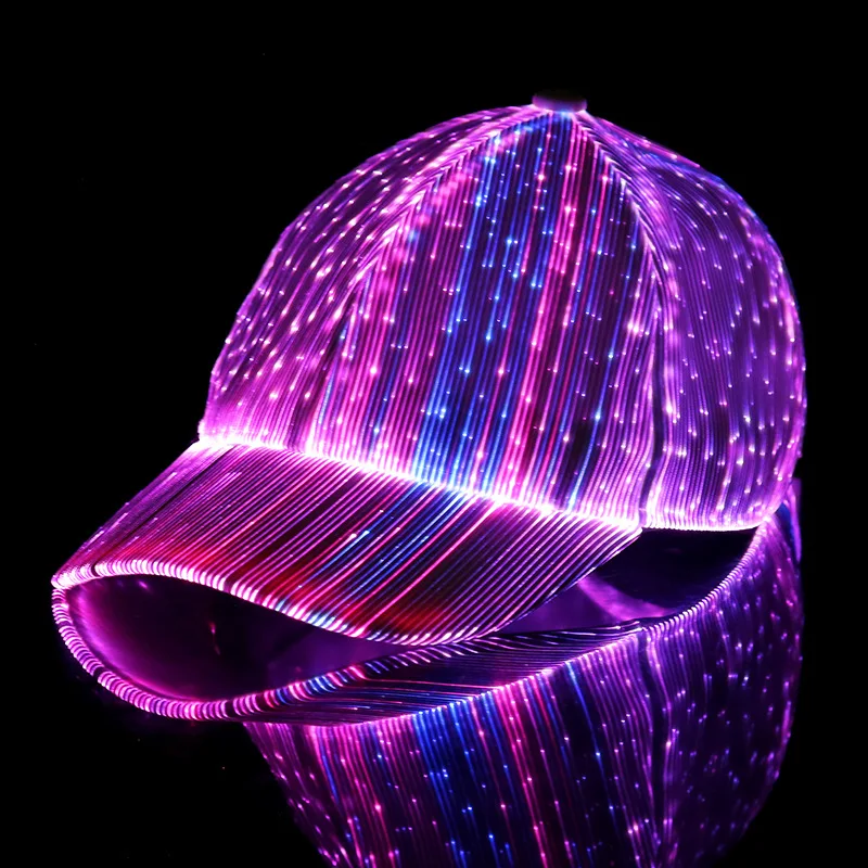  светодиодная светящаяся шляпа, перезаряжаемая волоконно-оптическая светящаяся бейсболка для рождественского подарка вечеринка фестиваль танец рейв