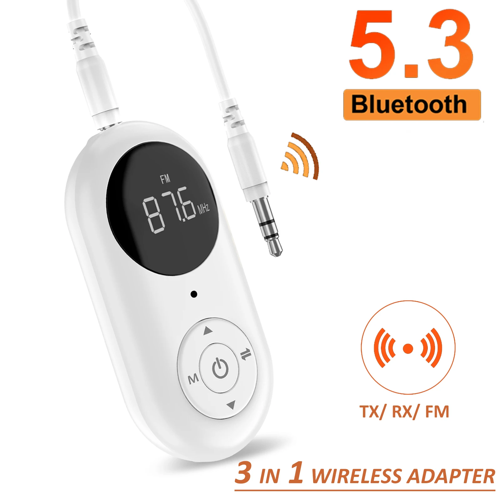  светодиодный цифровой дисплей Bluetooth 5.3 Приемник Передатчик Адаптер 3,5 мм AUX MP3 Плеер HIFI Аудиоадаптер для ПК ТВ Авто Динамик Дом