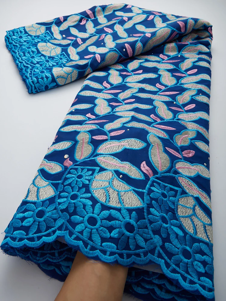 Синее швейцарское кружево вуаль в Швейцарии Сухая кружевная ткань 2022 Высококачественные африканские нигерийские хлопковые кружевные ткани TY2766