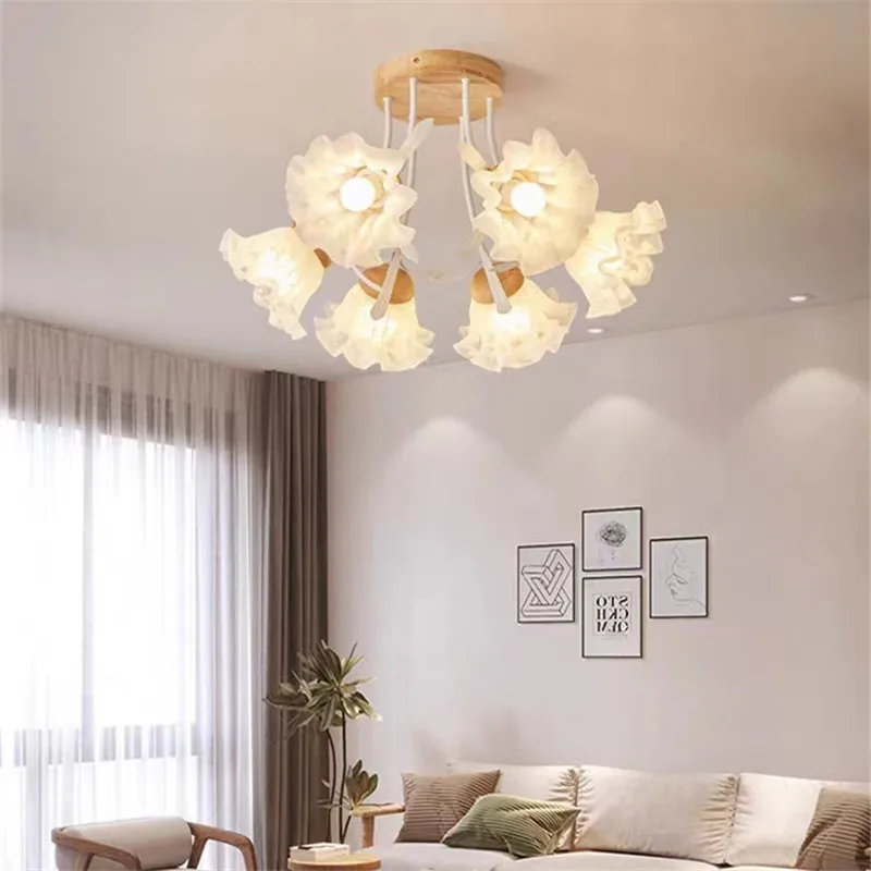 Скандинавская белая люстра скандинавская креативная цветочная лампа для декора гостиной лофт столовая белая ветвь спальня детские светильники