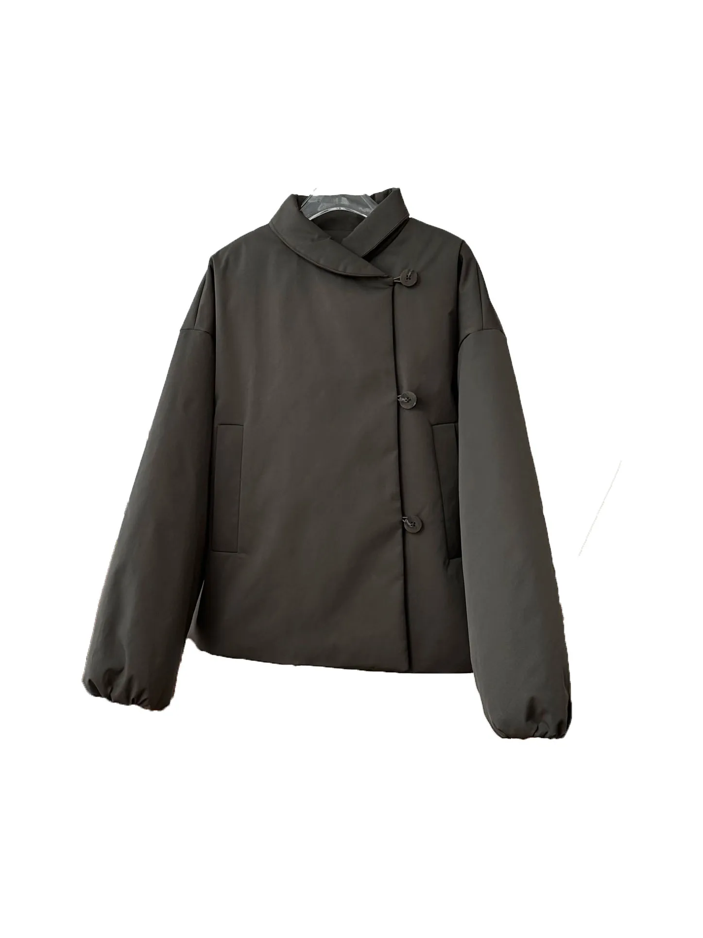 Скошенный лацкан хлопковый пиджак свободного кроя повседневная мода 2024 осень новый горячий 1209