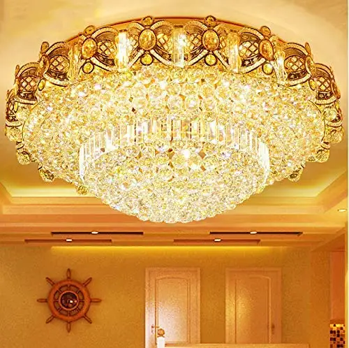 Современная люстра K9 Crystal Gold Скрытый светодиодный потолочный светильник Подвесной светильник для гостиной Столовая MJ1112