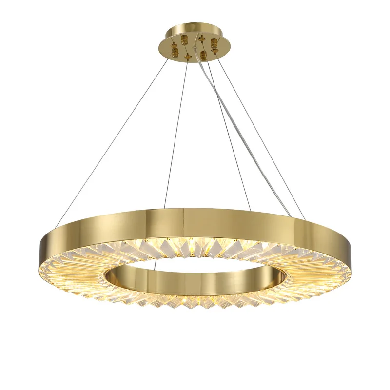 Современное хрустальное золотое кольцо светодиодная люстра для спальни столовой гостиной с регулируемой яркостью с помощью подвесного освещения с дистанционным управлением