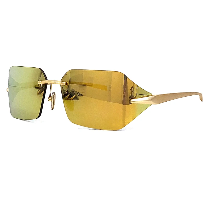 Солнцезащитные очки без оправы Женщины Мужчины Бренд Дизайнер Высокое качество Oculos De Sol Feminino Винтаж Мода Зеркальные Оттенки Бесплатная Доставка