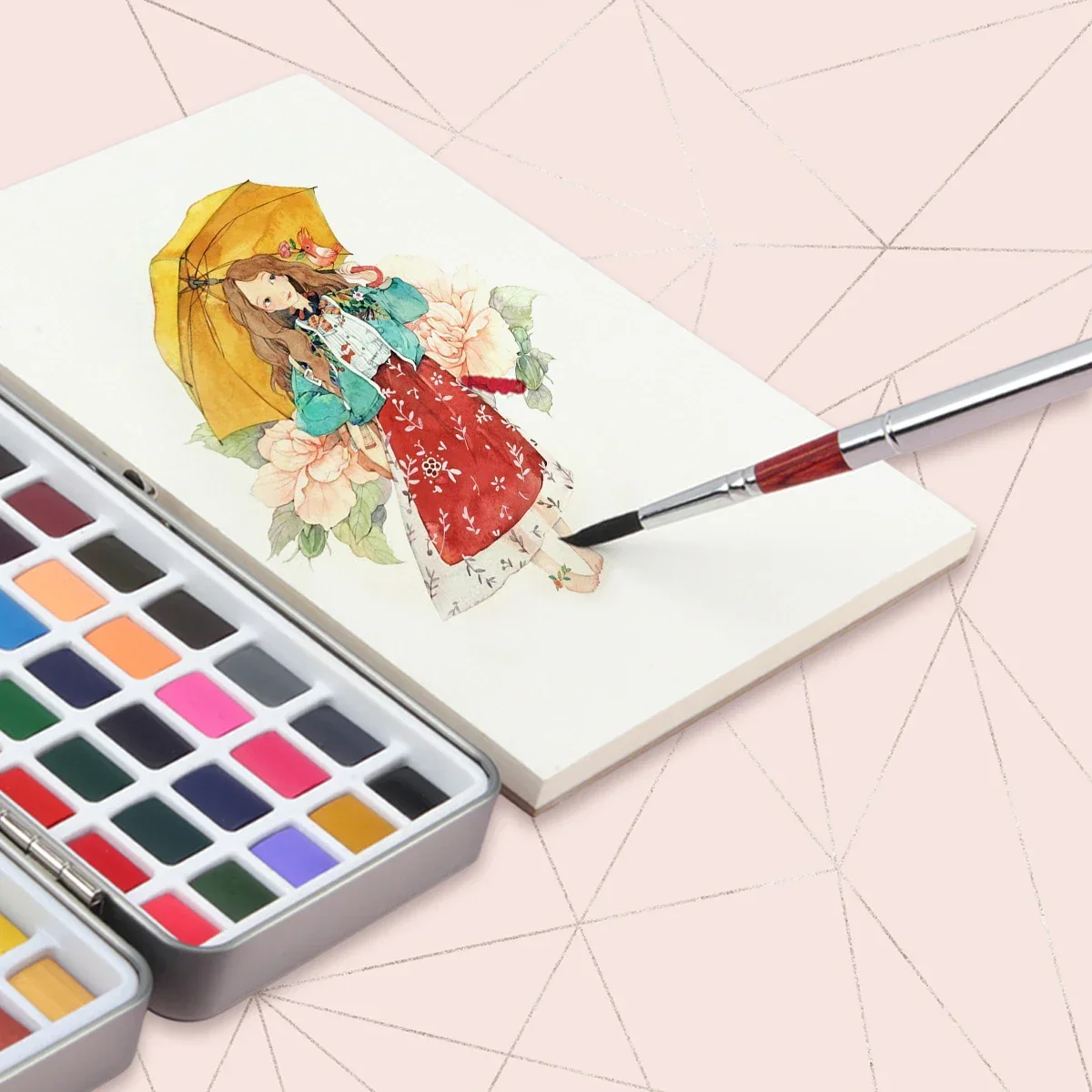 Сплошные акварельные краски Набор акварельных красок для художественной росписи Дизайн ногтей 058