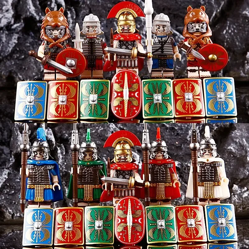 Средневековье Рыцари Римский воин Солдаты Армейские фигурки Оружие Доспехи Война Военные строительные блоки Мини-игрушки Детский рождественский подарок