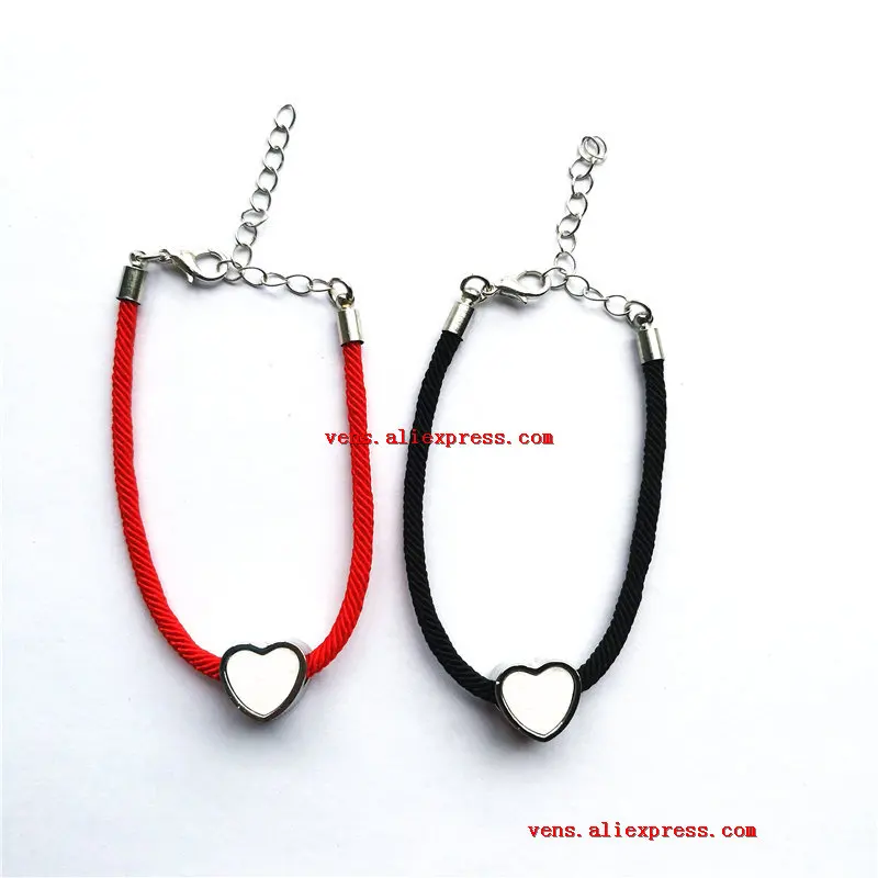 сублимационные браслеты из бусин сердца красный черный браслет в форме веревки для женщин горячая печать пустые расходные материалы 20 шт./лот