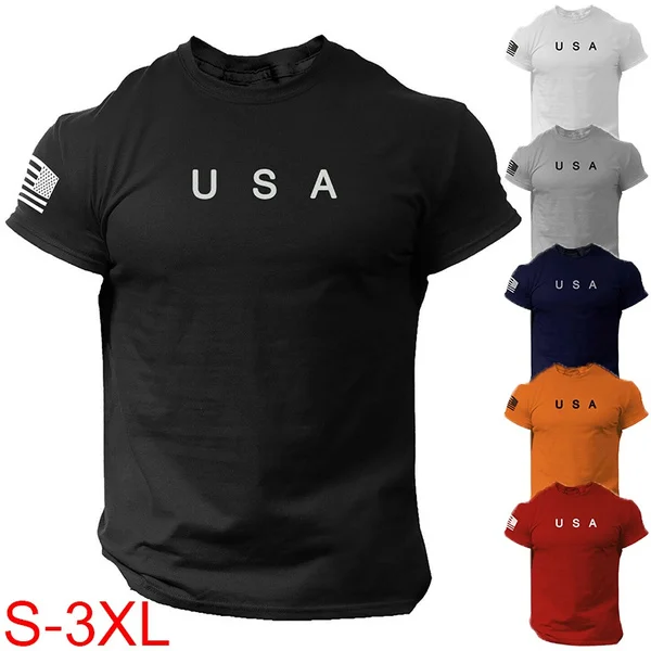 США Флаг Мужская футболка Американская футболка Патриотические спортивные футболки