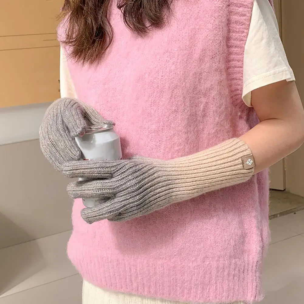 Трикотажные перчатки 1 пара стильных утолщенных сверхмягких морозостойких длинных перчаток для ежедневного ношения