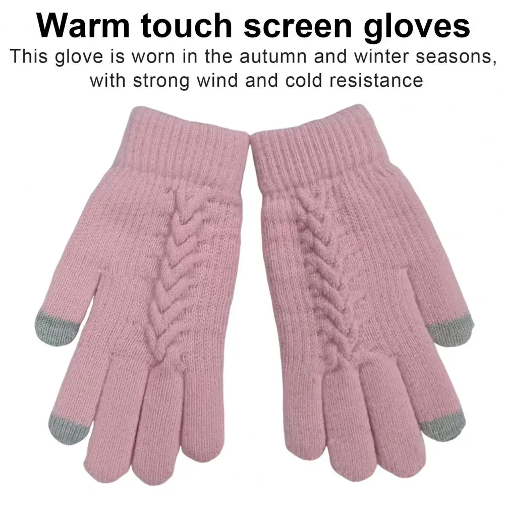  Трикотажные перчатки Зимние теплые перчатки с сенсорным экраном для женщин Ветрозащитные утолщенные перчатки для холодной езды 2 пары зимних велосипедных перчаток