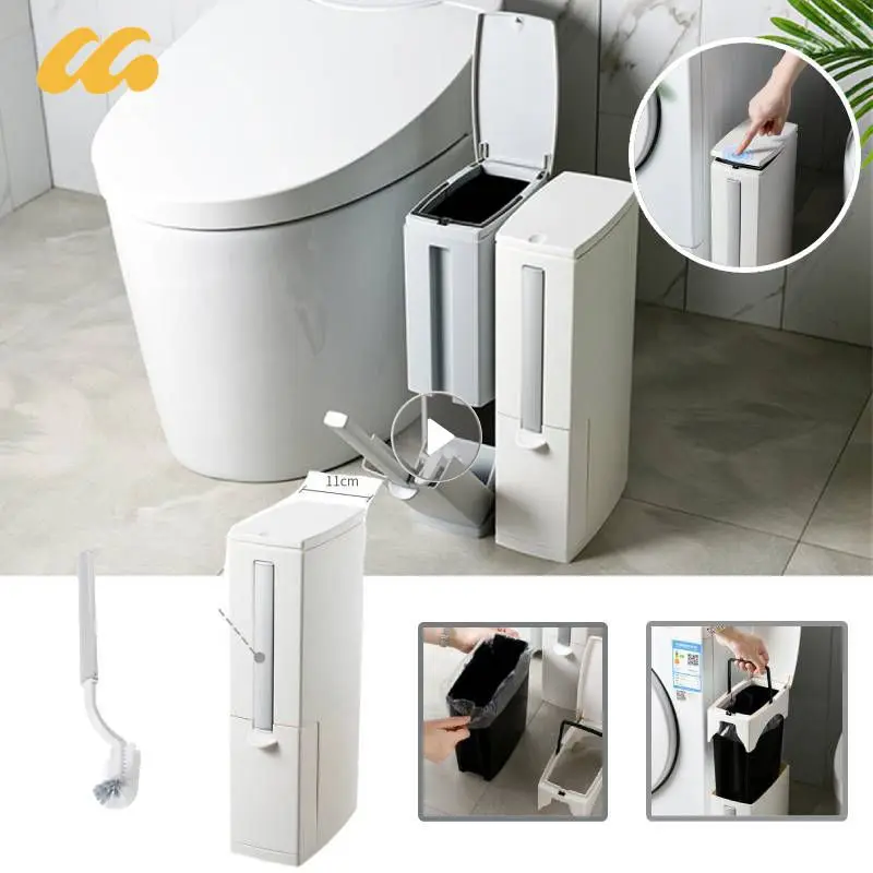  Узкий набор ершиков для туалета Тип пресса Открытая крышка Японская ванная комната Мусорное ведро Кухонное мусорное ведро Бытовые чистящие инструменты