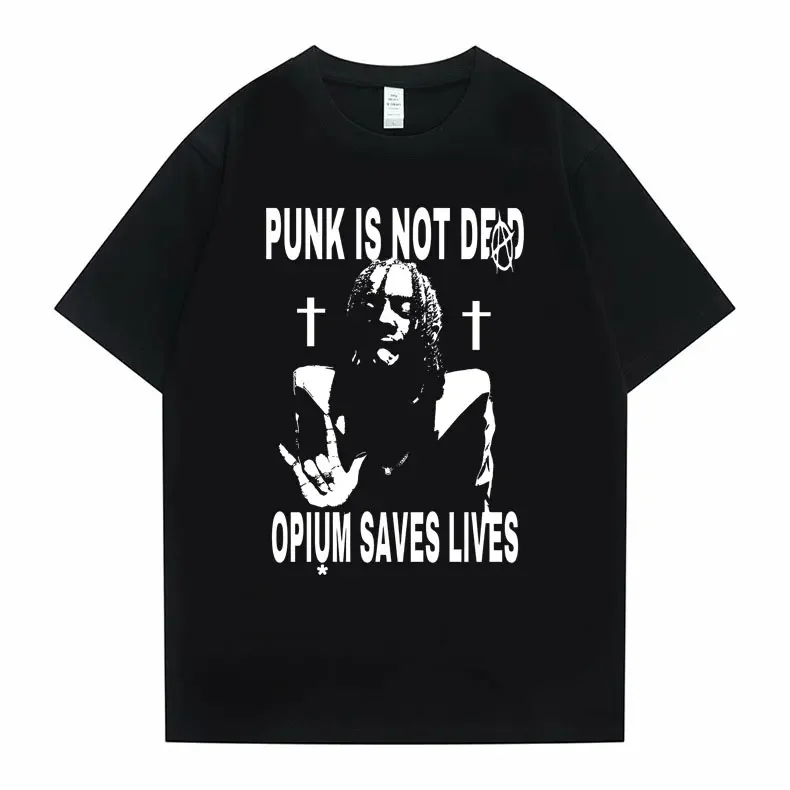 Хип-хоп Оверсайз Playboi Carti Punk - это не Ded Opium Спасает жизни Печать Футболка Мужчины Женщины Повседневная свободная футболка Мужские черные футболки