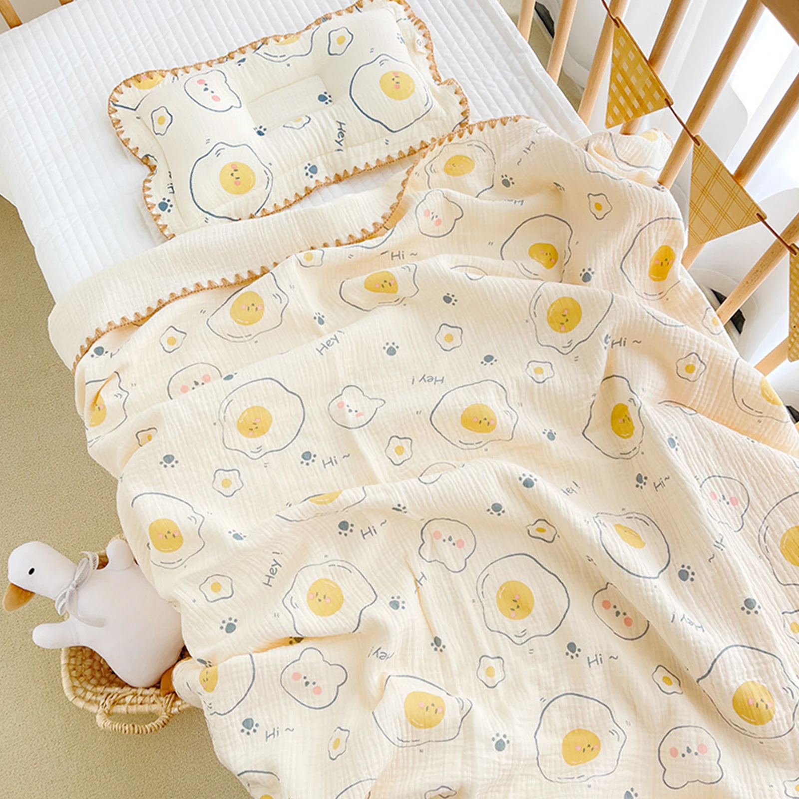 Хлопковое детское одеяло Обертывание для новорожденных Мягкое дышащее детское одеяло Подарок