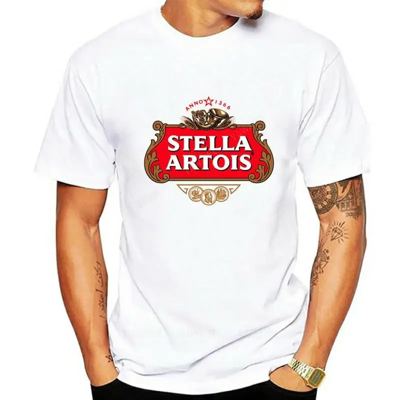 юмор хлопковые футболки винтажный стиль с коротким рукавом Stella Artois Пивная футболка Пляжная мужская футболка модный принт Топ с круглым вырезом