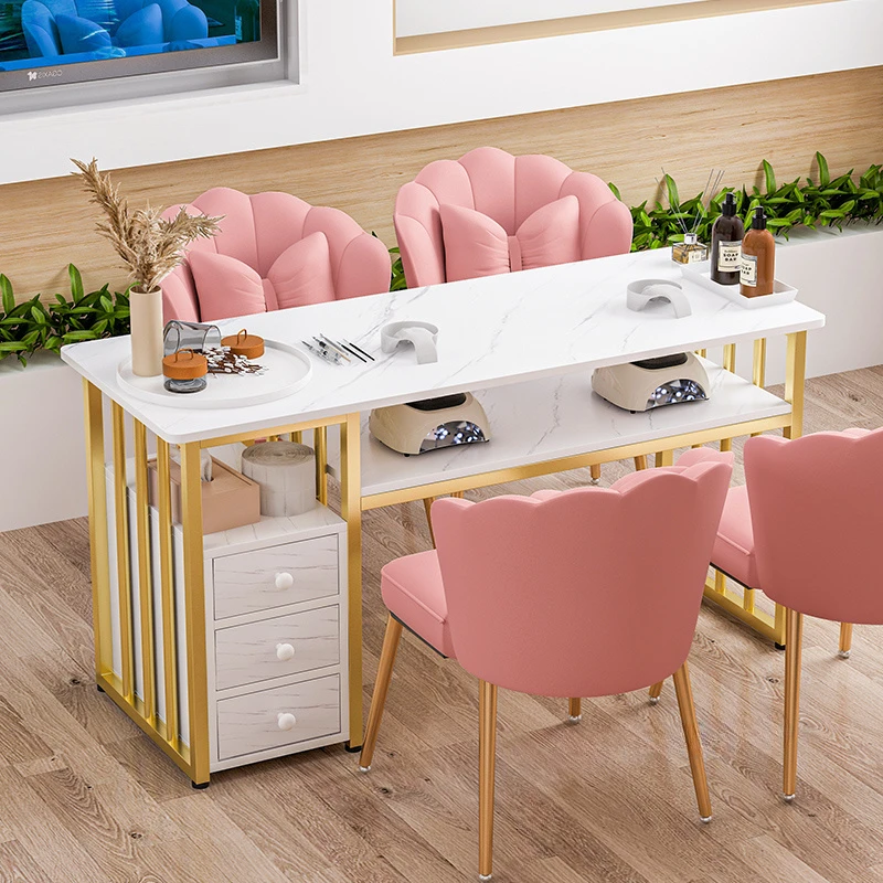 Японский маникюрный стол Simple Ins Маникюрный магазин Набор столов и стульев Nordic Light Luxury Single Double Professional Nail Tables
